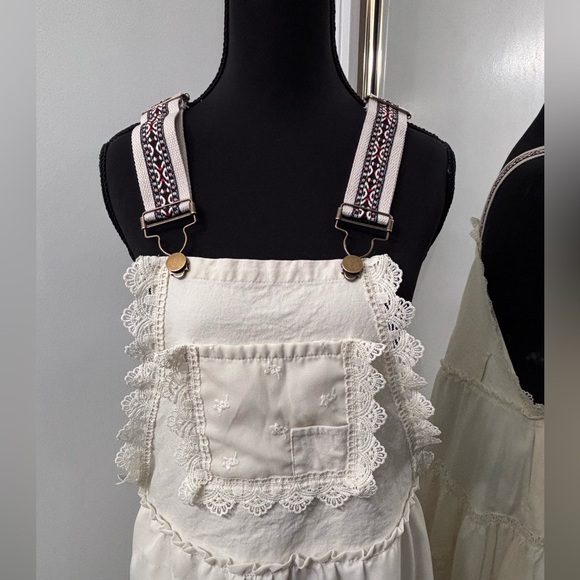 Free People Sweet Skirtall Cream Overalls Midi Dress - Picture 2 of 11